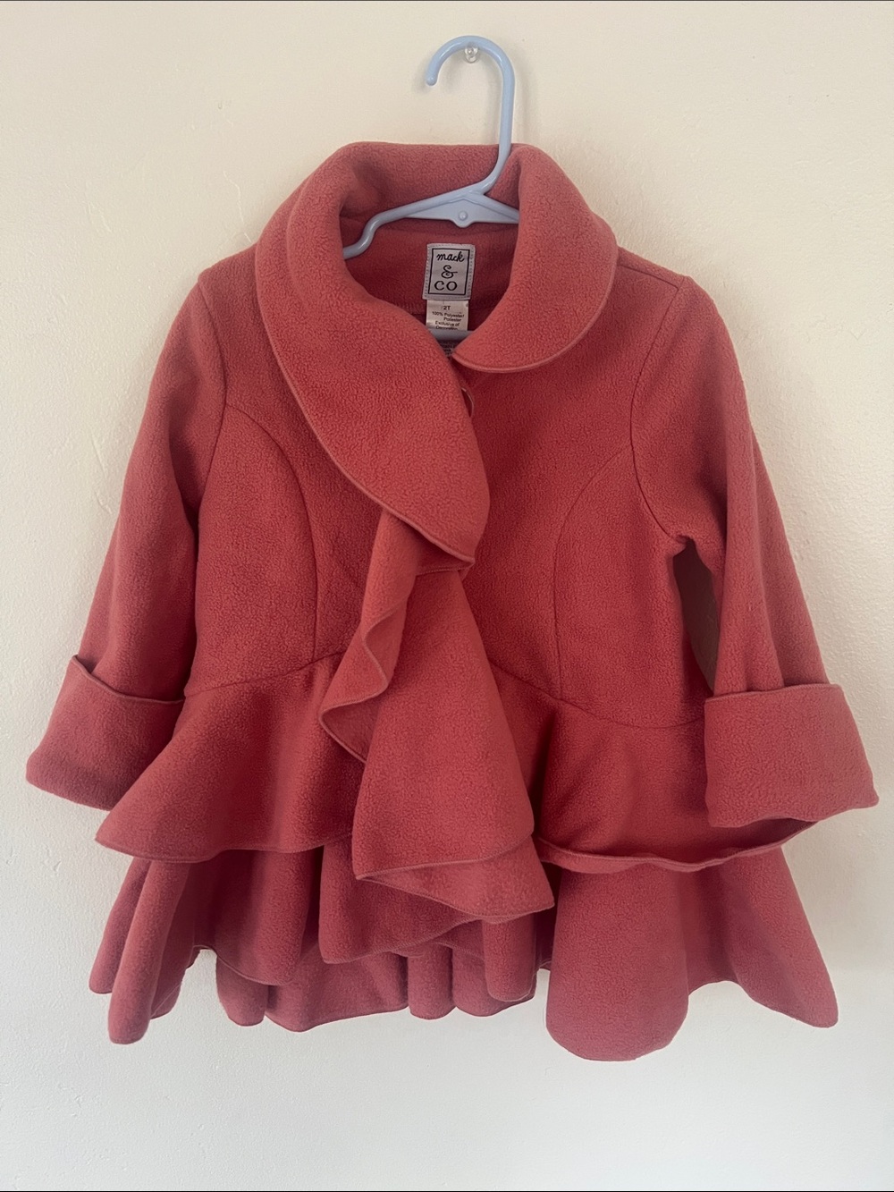 Girls' Ruffle Peacoat in Mauve